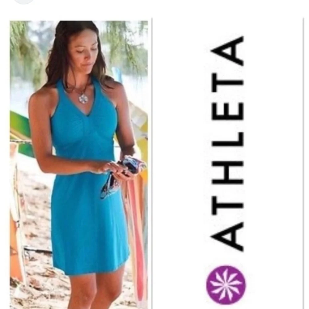 Women’s Athleta Sunfish Polyester & Spandex V Neck Tank Style Swim Dress Size M